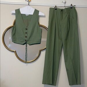 Love Tree Olive Green Two-Piece Vest & Trousers Set
